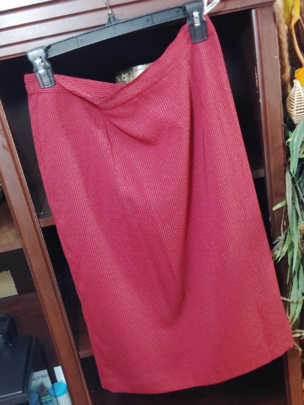 Sag Harbor Burgundy Pinstripe Blazer And Skirt Set. - Picture 4 of 6